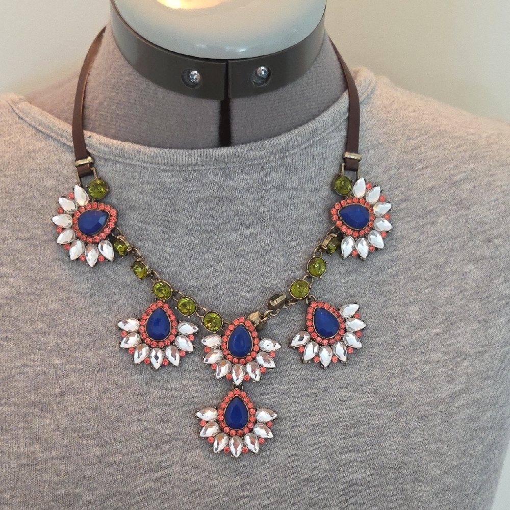 Boho Blue and Green Statement Necklace